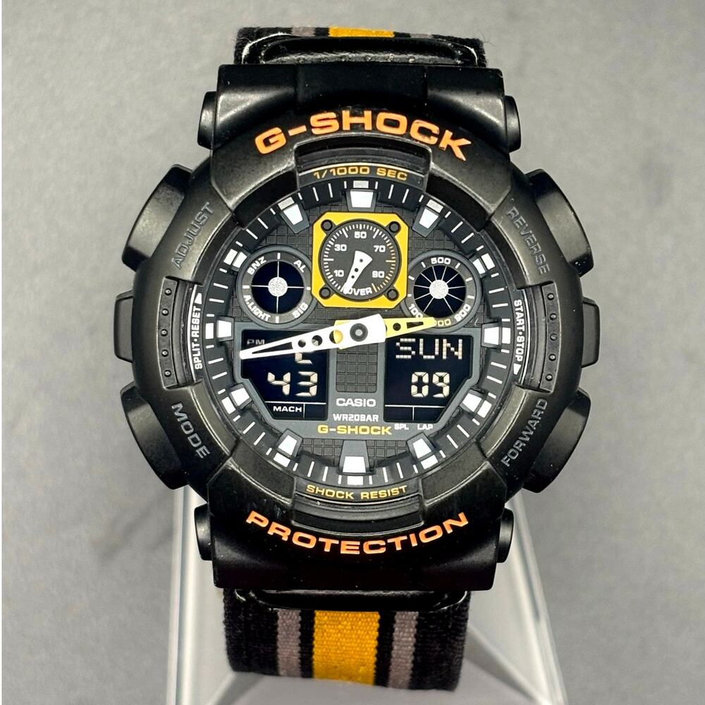 Casio G-Shock GA100MC-1A4 Military Color Black Gold  Nylon Cloth Men's Watch